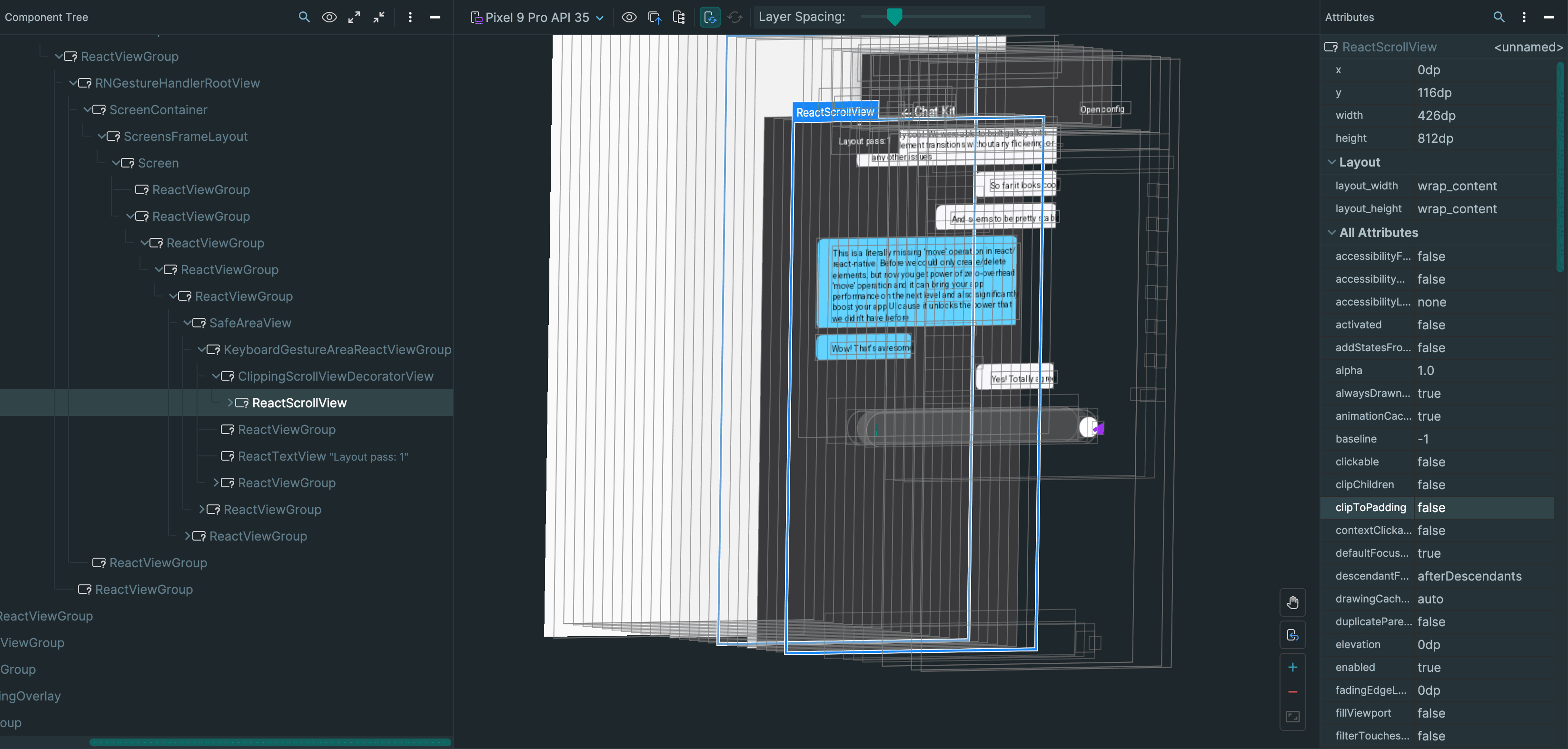 setting clipToPadding to false allows us to extend scrollable content
without container layout shifts